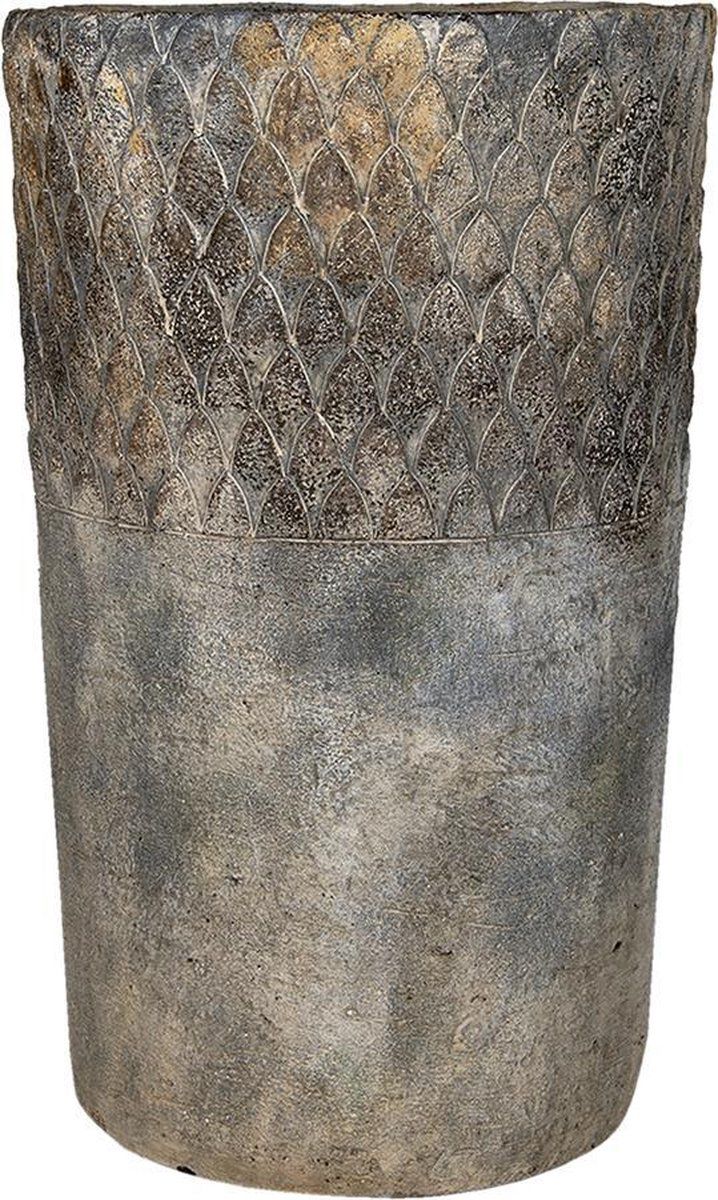 Clayre & Eef Bloempot Ø 24x39 cm Grijs Steen Rond - Plantenpot binnen