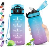 Unyqoos® Gourde enfant légère et étanche de 500 ml avec paille et marqueurs de temps