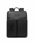 PIQUADRO Slim Expandable Leather Backpack Laptop 14" Men Black