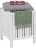 Merkloos / Sans marque Relaxdays Wasmand-zitje, Walnoot, Gepoesterd Deksel, HxBxD: 51 x 38 x 38 cm, Badkamerkruk met Opbergruimte, Wit/Grijs