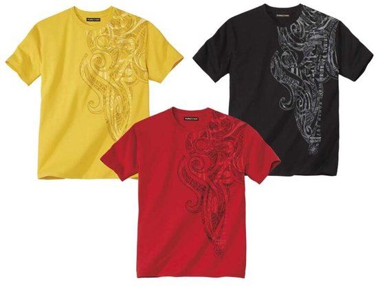 ATLAS FOR MEN - Set van 3 Maori T-shirts - Heren - Verkrijgbaar in grote maten - XL
