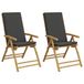 vidaXL Tuinstoelen 2 stuks Bamboe Gecapitonneerde zitting Grijs