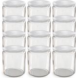 Oputec 12x 405ml inmaakpotten / voorraadpotten TO Ø 82 mm – glazen jampotten – metalen schroefdeksel wit – conservenpotten