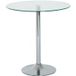 Table à manger ronde pour 2 personnes, table de cuisine moderne avec plateau en verre trempé et base en acier, argenté