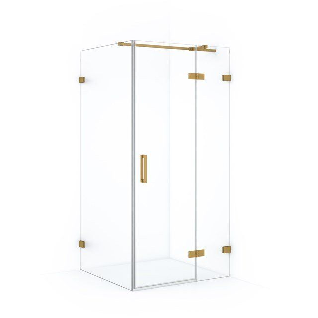 Maxaro Douchecabine Diamond 90x80cm 8mm Helder Veiligheidsglas Goud met Draaideur