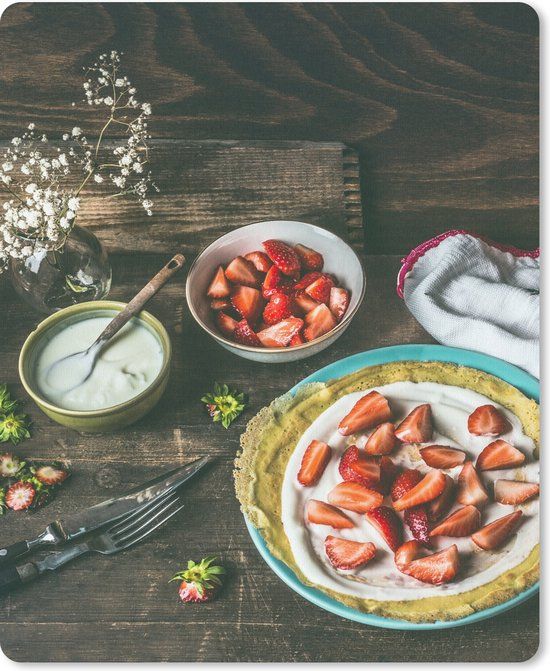 MousePadParadise Mousepad - Aardbei - Rustiek - Fruit - 19x23 cm