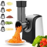 COOCHEER Elektrische groentesnijder, 5-in-1, 150 W elektrische rasp, groentesnijder, multifunctioneel voor groenten, fruit en kaas