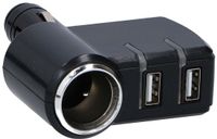 All Ride Stopcontact met 2-voudige USB-poorten adapter bussen stekker voor sigarettenaansteker, led-display voor laadstatus, 90° scharnier, 12 24 V, max. 5A, auto