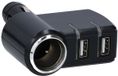 All Ride Stopcontact met 2-voudige USB-poorten adapter bussen stekker voor sigarettenaansteker, led-display voor laadstatus, 90° scharnier, 12 24 V, max. 5A, auto
