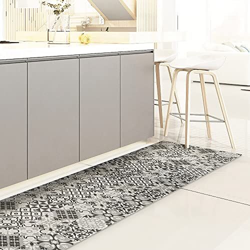 Crearreda Keukentapijt - 180x50 cm - Grijs - Antislip en wasbaar vinyl - Made in Italy
