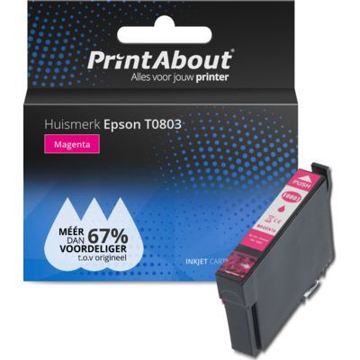 PrintAbout Huismerk T0803 Magenta Ink Cartridge for Epson Printers