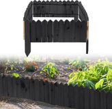 Merkloos 1000 x 10 cm Rollborder Flexibele houten hek - Borderrand Palissade Dennenhout - Dennenhouten Tuinafscheiding Bedrand - Decoratieve Borderranden - Antraciet