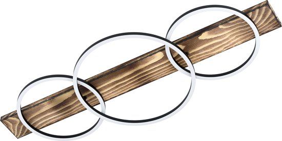 EGLO Boyal Plafondlamp - 101 cm - Zwart/Bruin/Wit - LED - 3400 lm - Rond