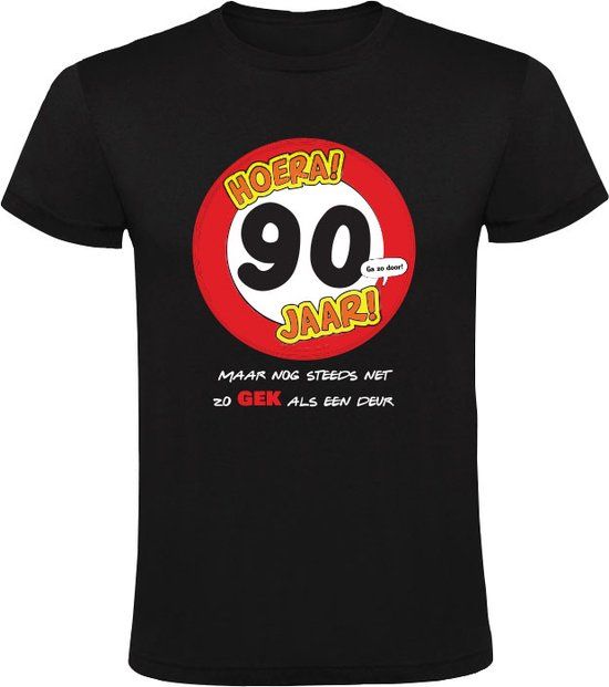 Sol's Heren T-shirt - Hoera 90 Jaar! Zwart - Maat L
