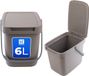 Kadax Afvalemmer, met deksel en handvat, van plastic, vuilnisemmer, voor afvalscheiding, rechthoekig, met klapdeksel, bruin, 6 l