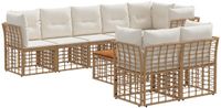 vidaXL Hoek loungeset 8 zitplaatsen Polyester Natuurlijk en Crème Wit