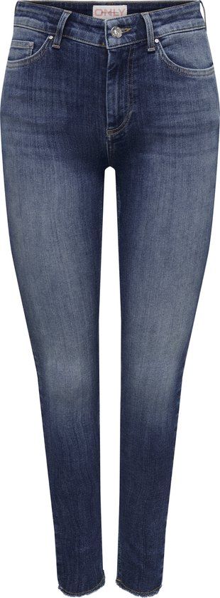 ONLY ONLBLUSH MID SK ANK RAW DNM REA194 Dames Jeans - Blauw - Maat W28 X L34