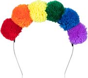 Boland 44730 Pompon-tiara regenboog, haarband met veelkleurige pompons, hoofdsieraad, CSD, carnaval, themafeest