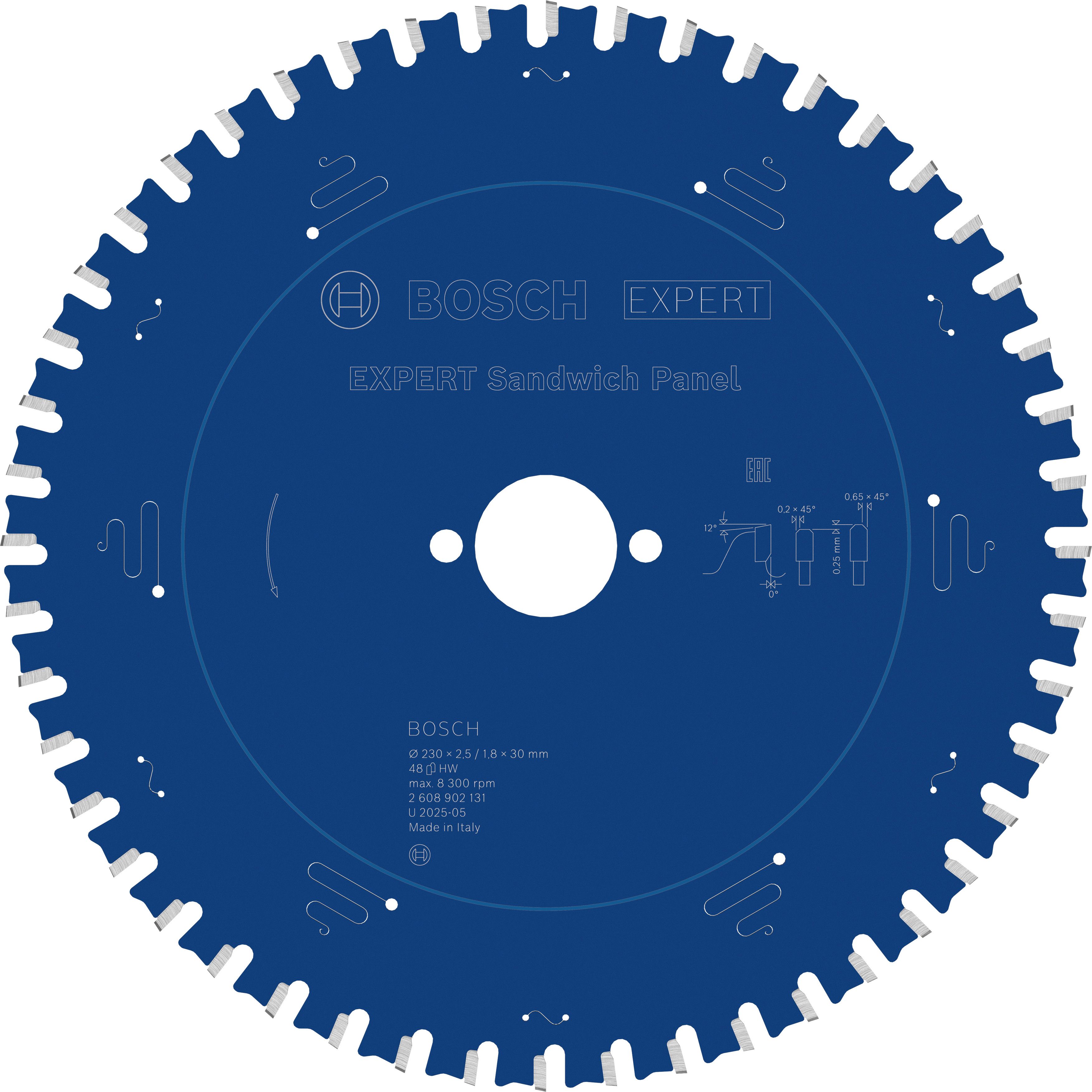 Bosch Accessoires EXPERT Sandwich Panel cirkelzaagblad | 230 x 2,5/1,8 x 30 mm | T48 - 2608902131