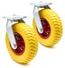 Lot de 2 roulettes de transport, dimensions 220 x 58 mm, pivotantes, anti-crevaison, capacité de charge de 100 kg