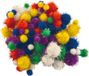 Merkloos Pompons glitter - 200x - gekleurd - 10-25 mm - hobby/knutsel materialen