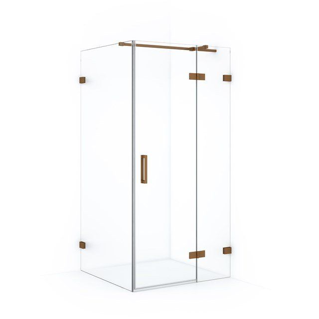 Maxaro Douchecabine Diamond 100x90cm 8mm Helder Veiligheidsglas Koper met Draaideur