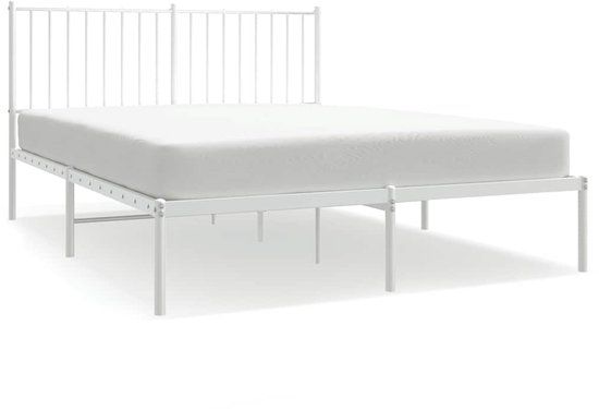 vidaXL Bedframe met hoofdbord metaal wit 140x200 cm