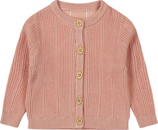 Dirkje - Bio Katoen - Vest - Dusty pink - Gebreid - Maat 86
