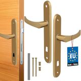 KOTARBAU® Deurklink, 72 mm, rechts, links, bontebaardslot, goud, deurgarnituur, deurbeslag, deurkruk, deurkrukgarnituur, kamerdeur, langschild, aluminium