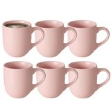 Boltze Koffiemokken Paris - 8x stuks - Keramiek - pastel roze - 300 ml - 8 x 10 cm