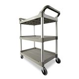 Rubbermaid Commercial Products Commerciële kunststof servicekar met 3 schappen - Platinum