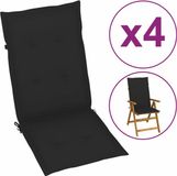 vidaXL Tuinstoelkussens 4 stuks Hoge rug 120x50x3 cm Zwart