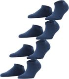 Esprit Solid 4P kort eenkleurig katoen multipack sneakersokken enkelsokken dames blauw - maat 36-41
