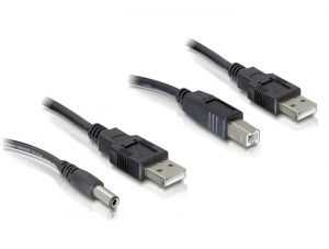 DeLOCK Cableset USB-A / USB-B - 0,3 m - Zwart
