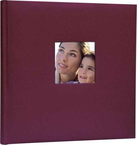 Zep - Linnen Fotoalbum Rood met venster, 40 pagina's wit, 24x24 cm - OU242420