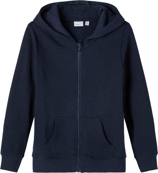 NAME IT NKMNESWEAT CARD W HOOD BRU NOOS Jongens Vest - Dark Sapphire - Maat 134/140