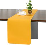 Merkloos Tafelloper - Dubbelzijdig Kunstleer - Outdoor - Modern - Grijsgeel