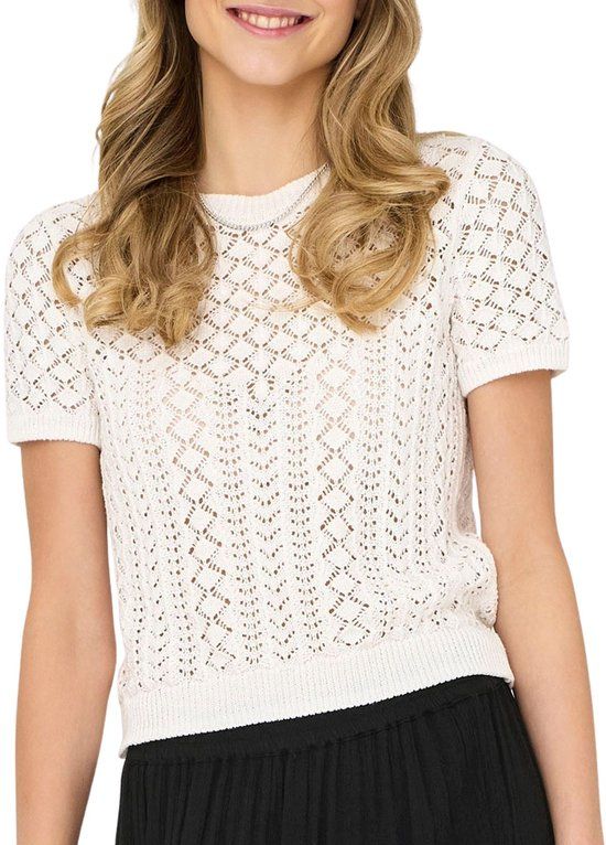 ONLY Onlsaga Life Knitted Crew Shirt Dames Cloud Dancer S