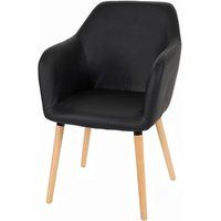 Générique Eetkamerstoel Malmö T381, stoel keuken, retro jaren 50 design ~ kunstleer, zwart, lichtgekleurde poten