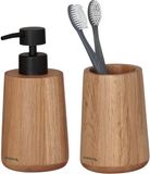 Sealskin Earth Badkamerset - Zeepdispenser 150 ml - Tandenborstelbeker - Eiken