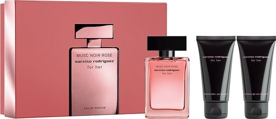 Narciso Rodriguez for Her Musc Noir Rose Giftset - 50 ml eau de parfum spray + for Her 50 ml showergel + for Her 50 ml bodylotion - cadeauset voor dames