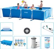 Intex Rechthoekig Frame Zwembad - 450 x 220 x 84 cm - Blauw - Inclusief Solarzeil - Onderhoudspakket - Zwembadfilterpomp - Filter - Grondzeil - Stofzuiger - 7-delig