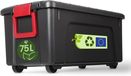 Iris Ohyama, Grote kunststof opbergbox, 75L, Garagebox, Zwart, Stapelbaar, Robuuste kliksluitingen met handgrepen, SIA-75