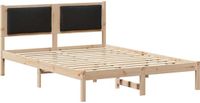 vidaXL Bedframe met hoofdeinde, zwart, 140 x 200 cm, massief grenenhout