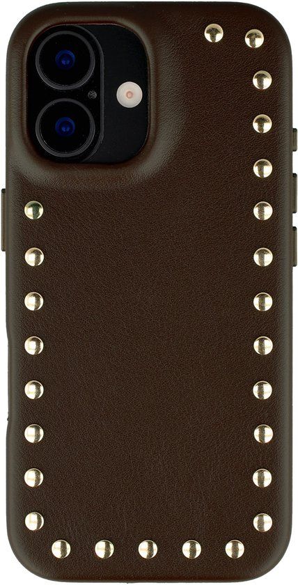 Selencia Studs Backcover met MagSafe voor de Apple iPhone 16 - Cacao Crush