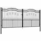 vidaXL Hekpoort met speerpunt zwart 406x175 cm gepoedercoat staal