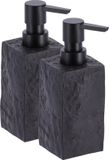 Tendance Zeeppompje/dispenser Ruby - 2x - zwart - kunststeen - 18 cm - 260 ml
