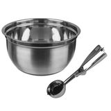 Secret de Gourmet Oliebollen bakken set - Beslagkom - RVS - met ijsbollen lepel van 23 cm