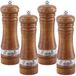 Set de 4 moulins à sel et poivre en bois - Manuel avec fenêtre transparente