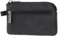 oxmox Leren sleutelgeval Leather Keyholder Crab 2.0 Embossed Vintage Black zwart